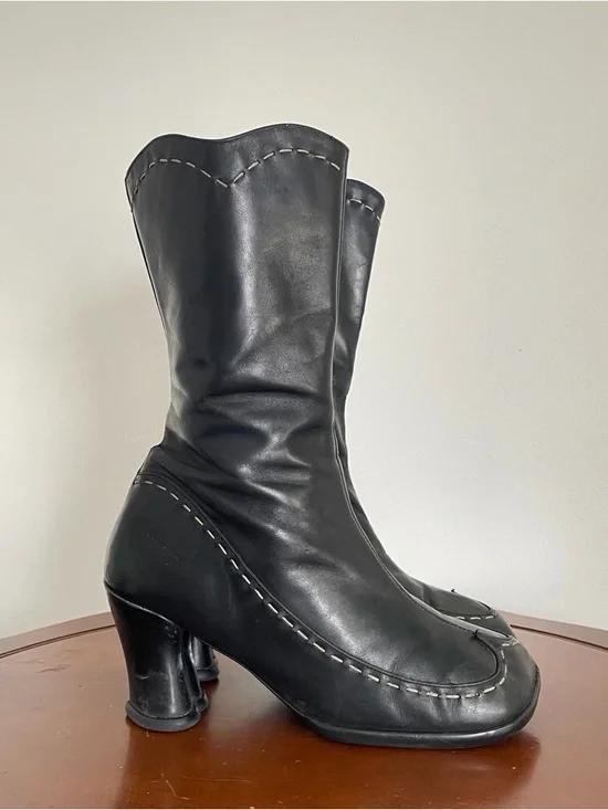 Vintage John Fluevog Hi Choice Vanny Black Leather Heeled Boots - Picture 3 of 10